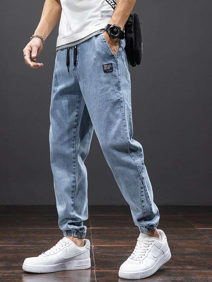 New Spring Summer Black Blue Cargo Jeans Men Streetwear Denim Jogger Pants Men Baggy Harem Jean Trousers Plus Size 6XL 7XL 8XL