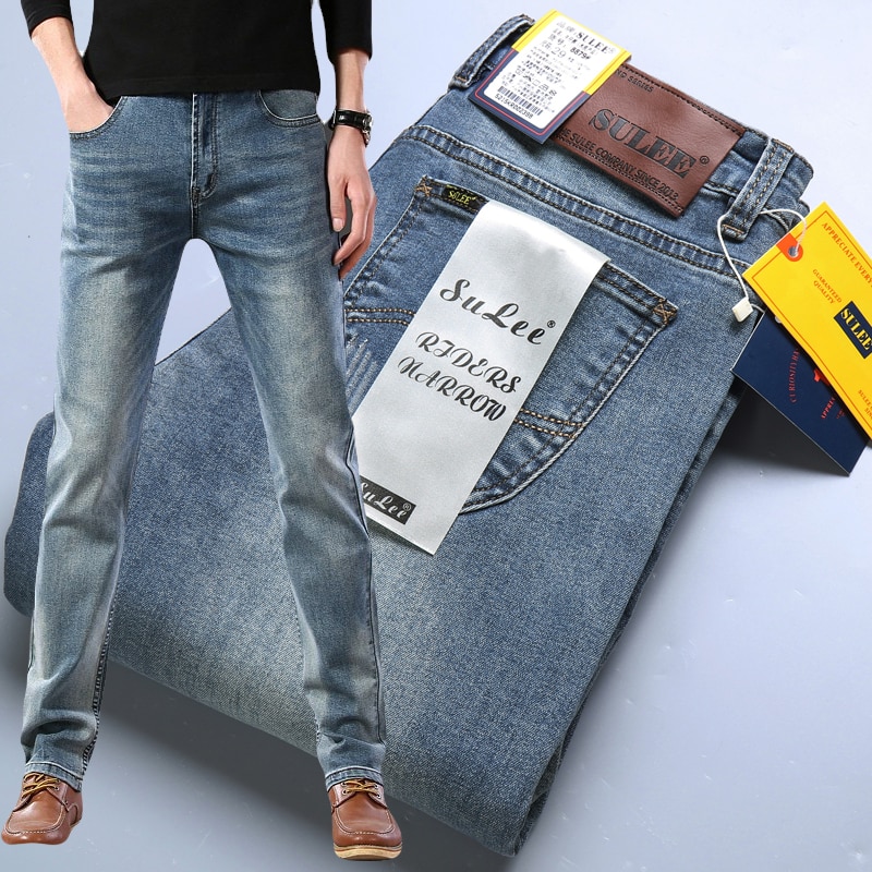 New Slim Fit New Men Jeans Business Casual Elastic Comfort Straight Denim Pants Male High Quality Trousers