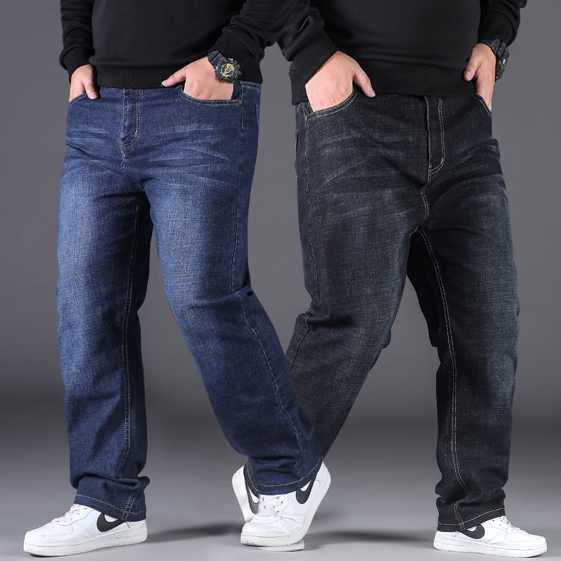 New Men Oversized Black Jeans Casual Denim Pants Husband Breathable Loose Trousers Stretch Baggy Jeans Plus Size Men Clothing 10XL