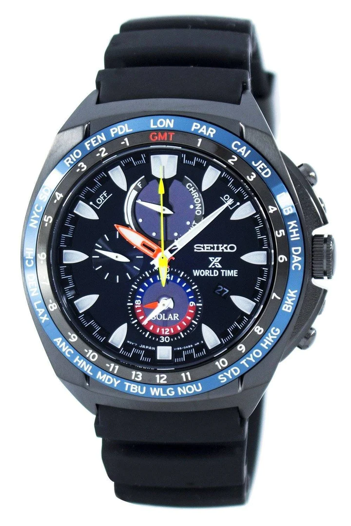 SEIKO PROSPEX WORLD TIME SOLAR SSC551P1 Blue Luxury Watch For Men