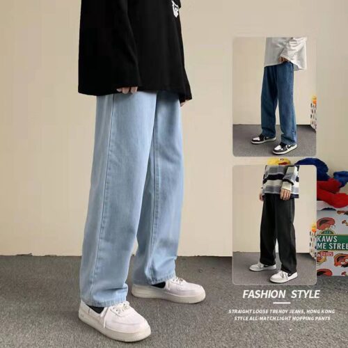 New Spring And Autumn Street Men Jeans Casual Loose Jean Pants for Men Korean Version Fashion Straight Wide Leg Pants - Image 3