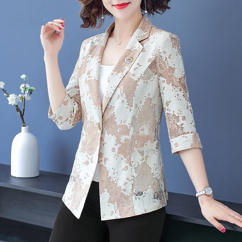 New Women Blue Blazers Chic Tops Long Sleeve Women’s Jacket Lace Suits Outerwear Stylish Tops