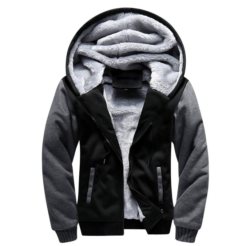 New Patchwork Fleece Men Hoodie Winter Thick Sweatshirts Casual Hooded Cardigan Fashion Bomber Fur Jackets Zipper Coat 5xl