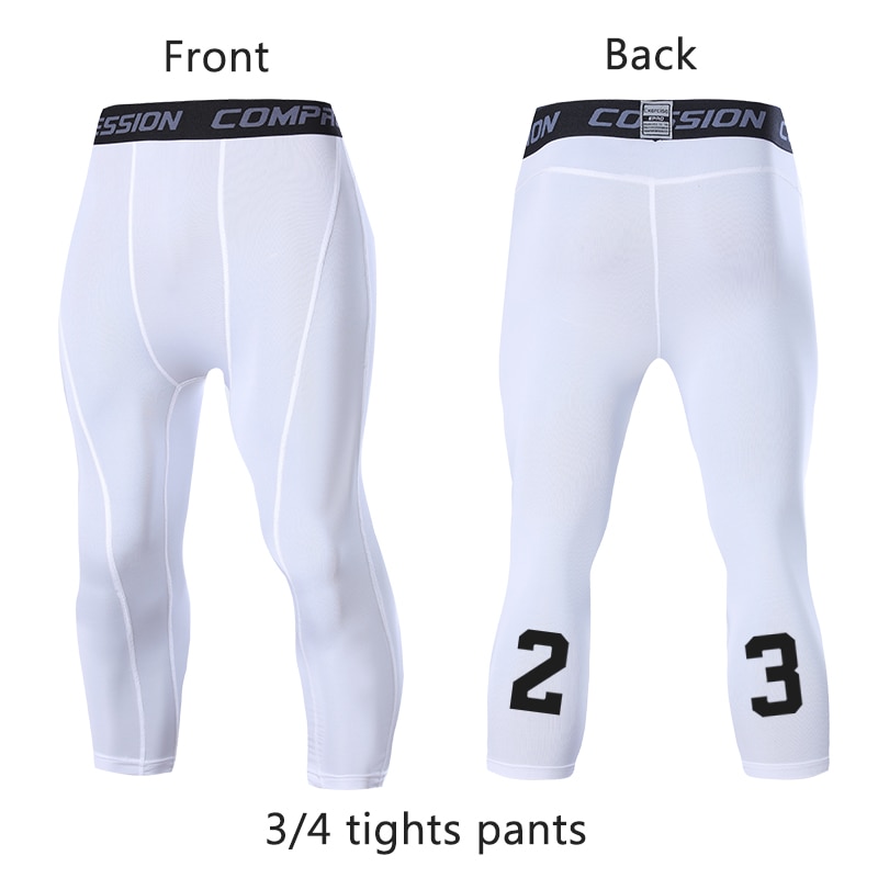New Men Compression Pants Male Tights Leggings for Running Gym Sport Fitness Quick Dry Fit Joggings Workout White Black Trousers