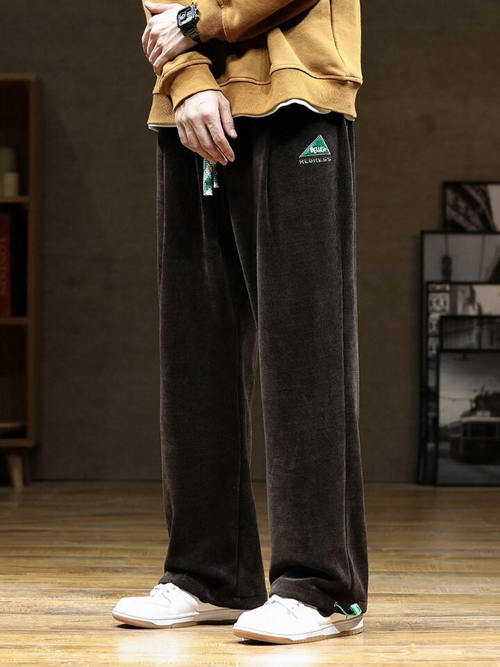 New Autumn New Corduroy Sweatpants Men Adjustable Wide Leg Joggers Plus Size Streetwear Casual Straight Long Baggy Pants 8XL