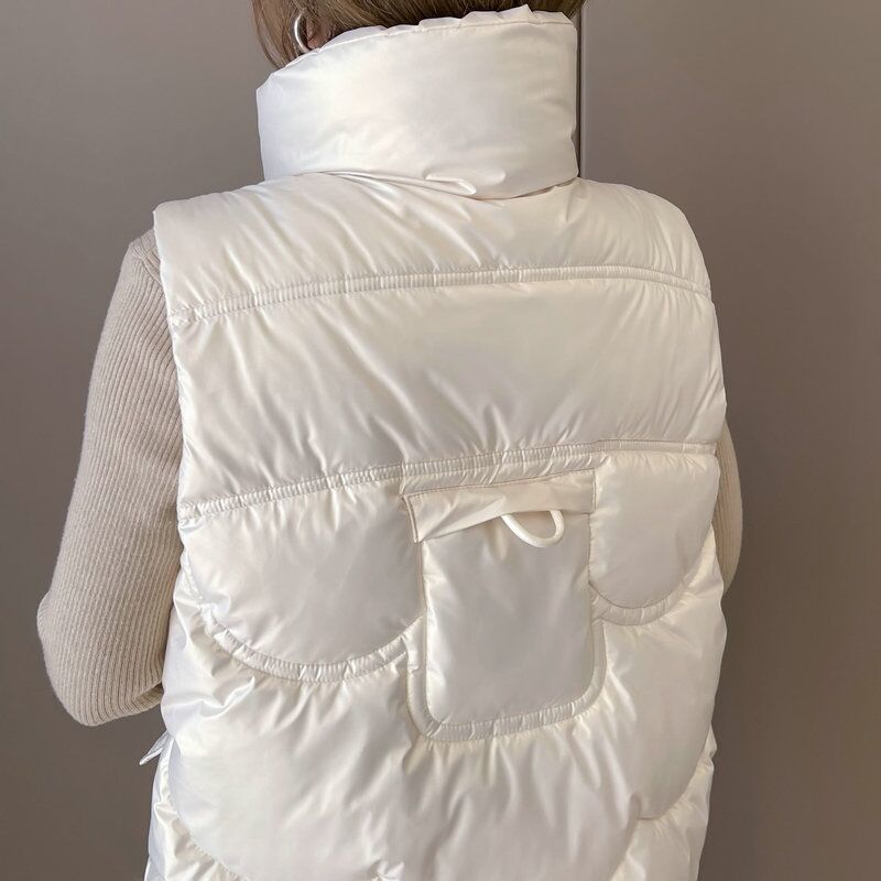 New Women Stand Collar Short Bright Colour Cotton Padded Jacket Sleeveless Female Winter  Waistcoat Coat Vest
