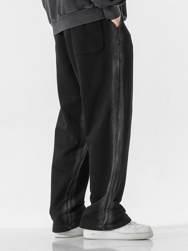 New Spring Autumn Black Cotton Sweatpants Men Fashion Streetwear Wide Leg Joggers Loose Casual Straight Track Pants Plus Size 8XL