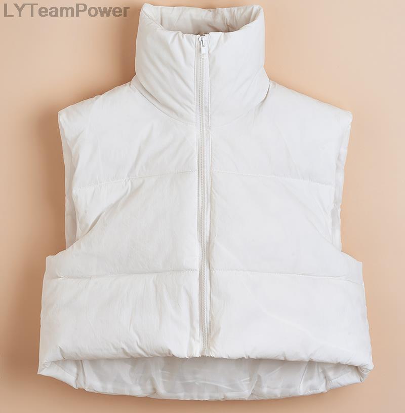 New Women Puffy Vest Zip Up Stand Collar Sleeveless oversized Lightweight Padded Cropped Puffer Quilted Vest Winter Warm Coat Jacket