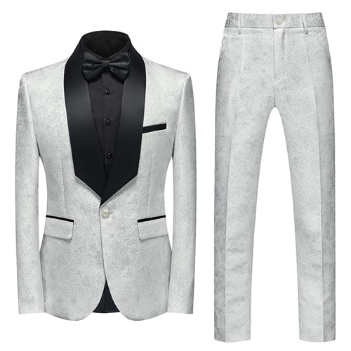 New Business Jacquard Suit 2 Piece Large Size 6XL-S Gentleman Wedding Banquet Party Prom Dress Men Blazers Jacket and Pants