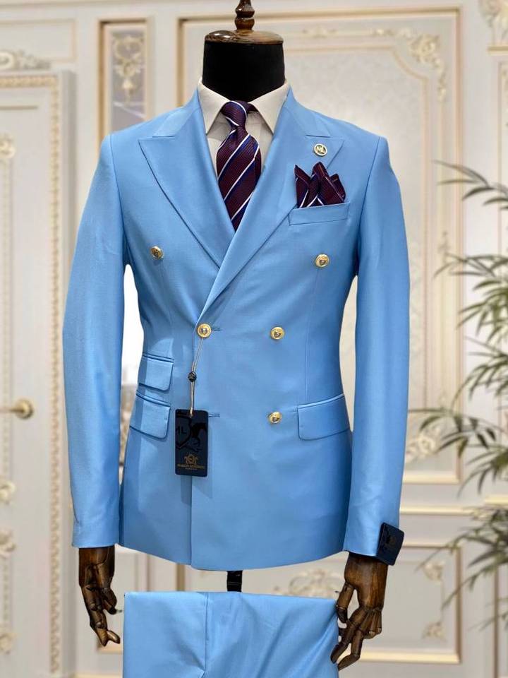 New Light Blue Red Green Double Breasted Slim Fit Men Suits Wedding Tuxedos Groom Business Party Prom Best Man Blazer Costume Homme