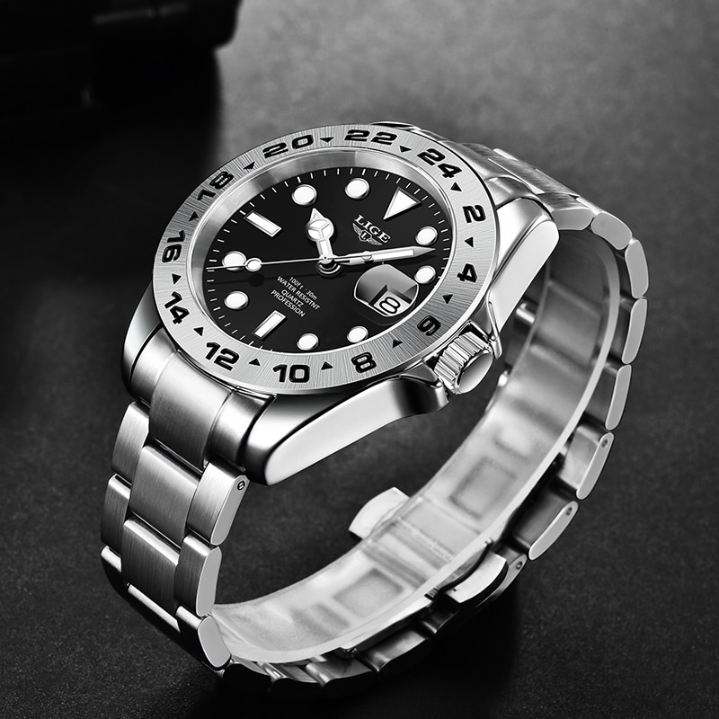 Men Sports Quartz Watches  Stainless Steel Wrist 30M Waterproof Chronograph Luxury Reloj Hombre