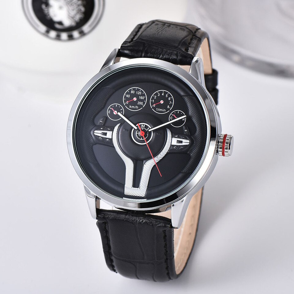 Creative Natrual style Classic precision Fashion Men Quartz watch 3D Racing tire Free Stainless Strap Clock Casual Sports