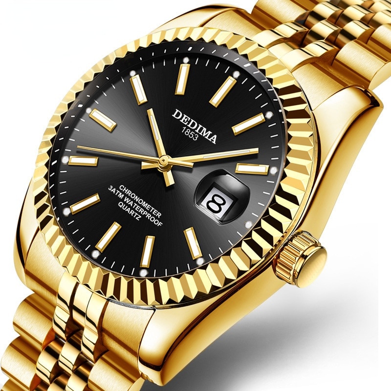 Men Top Brand Luxury Fashion Gold Watches Men Business Stainless Steel Luminous Quartz Watch Relogio Masculino Reloj Hombre