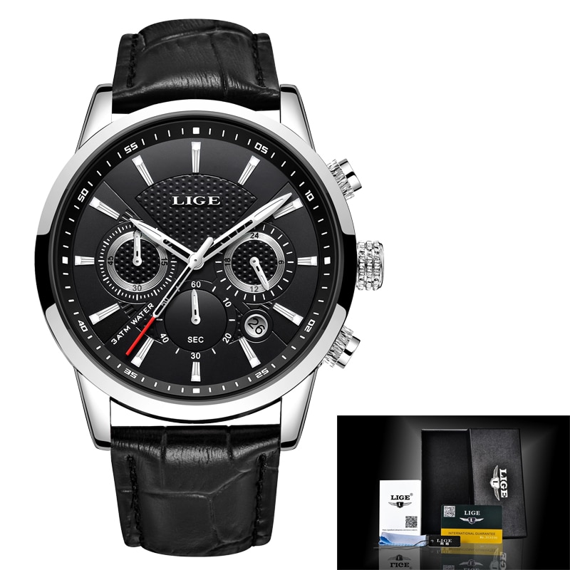 Men Watches Business Fashion Watch Man Top Brand Luxury Leather Wristwatch Quartz Chronograph Waterproof Auto Date Clock