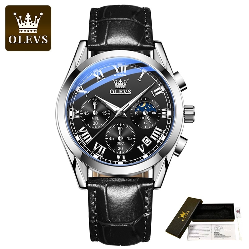 New Elite Mens Quartz Watches Business Dress Waterproof Wristwatch Men Luxury Breathable Leather Sports watch men Gifts