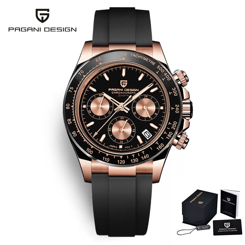 PAGANI DESIGN Quartz Watch Men Top Brand Automatic Date Wristwatch Silica gel Waterproof Sport Chronograph Clock Mans