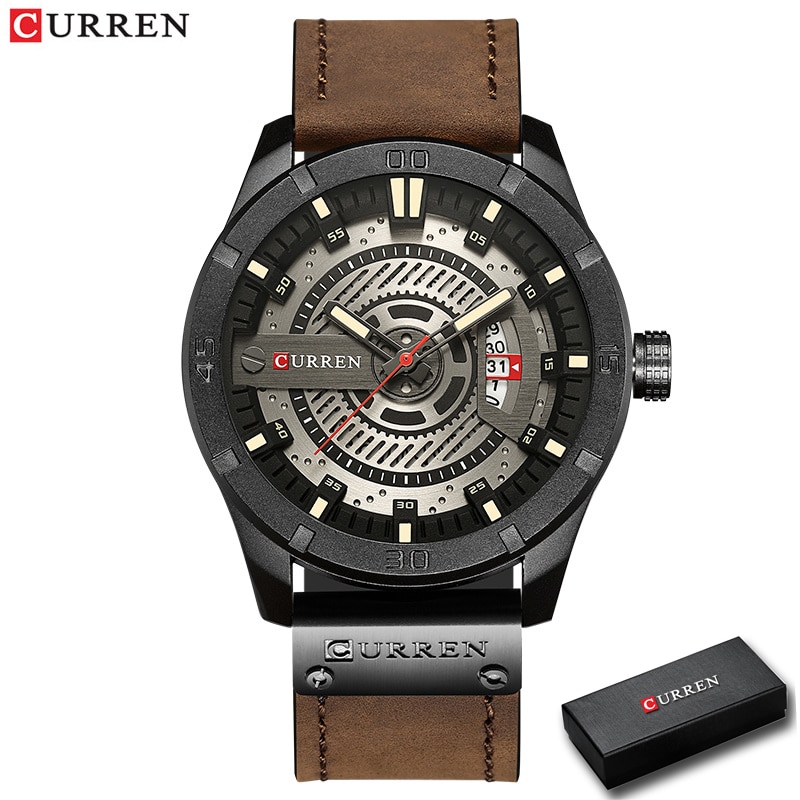 New Men Military Sports Watches Men Quartz Date Clock Man Casual Leather Wrist Watch Relogio Masculino