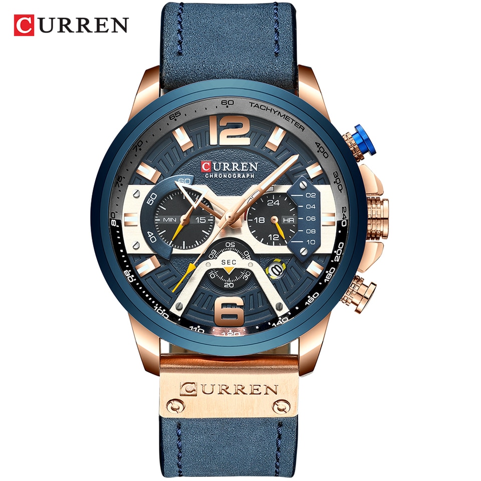 New Casual Sport Watches for Men Top Brand Luxury Military Leather Wrist Watch Man Clock Fashion Chronograph Wristwatch
