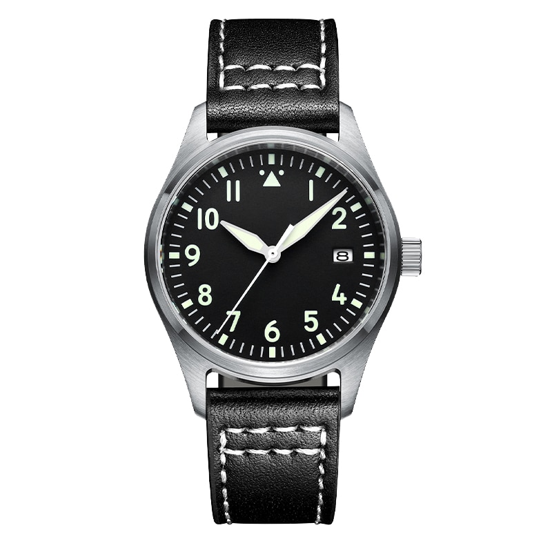 ADDIESDIVE Automatic NH35 Movement Pilot Watch C3 luminous Black Dial and 39mm Case waterproof Sapphire glass 200M Dive watches