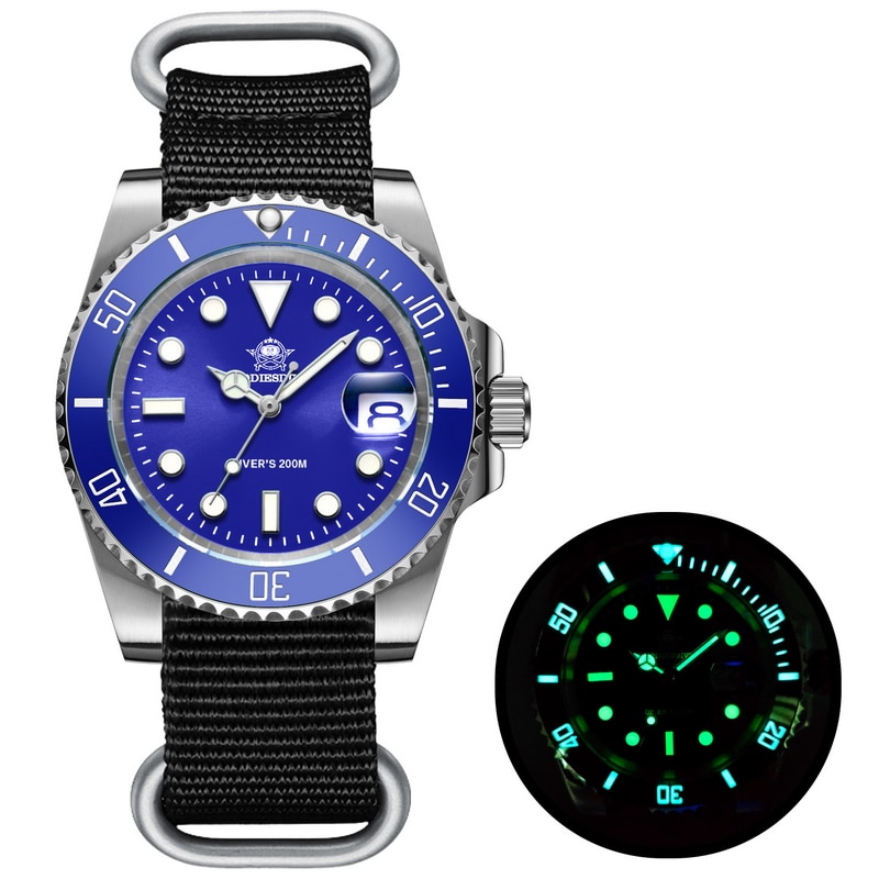 Men Luxury Quartz Watch 200m diver watches 41mm Ceramic Bezel Calendar Display Luminous Watches Men watch