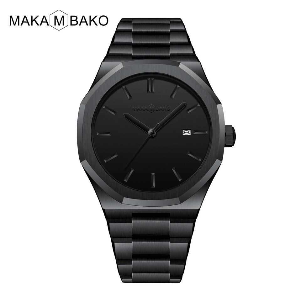 Original Top Brand All Black Stainless Steel Men Wristwatch Classic Business Waterproof Japan Movement Quartz Watch For Men