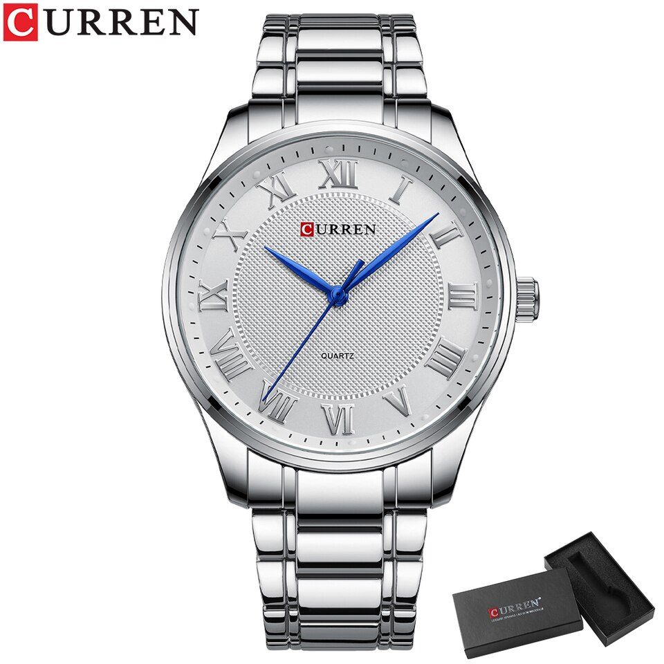 Classic Casual Watch for Men with Stainless Steel Band Simple Quartz Wristwatches with Rome Numbers for Business Man
