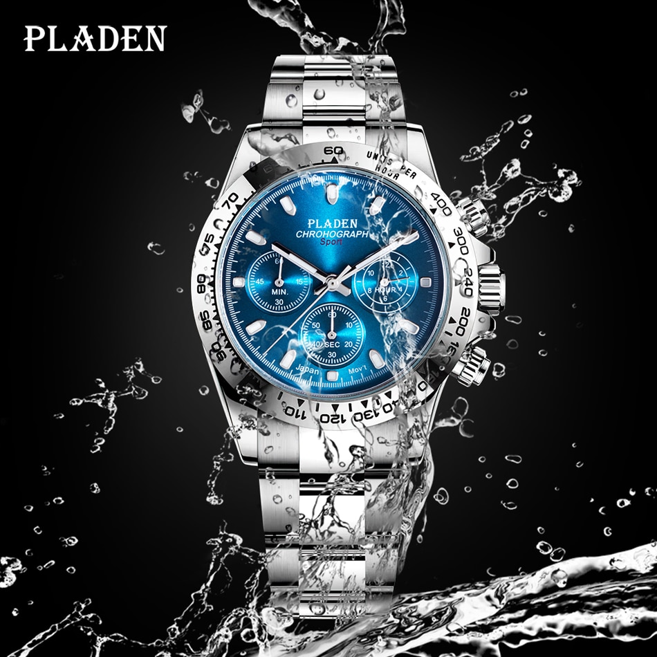 New Watch For Men Luxury Stainless Steel Chronograph Sport Wristwatch Business Luminous Dive male Clock