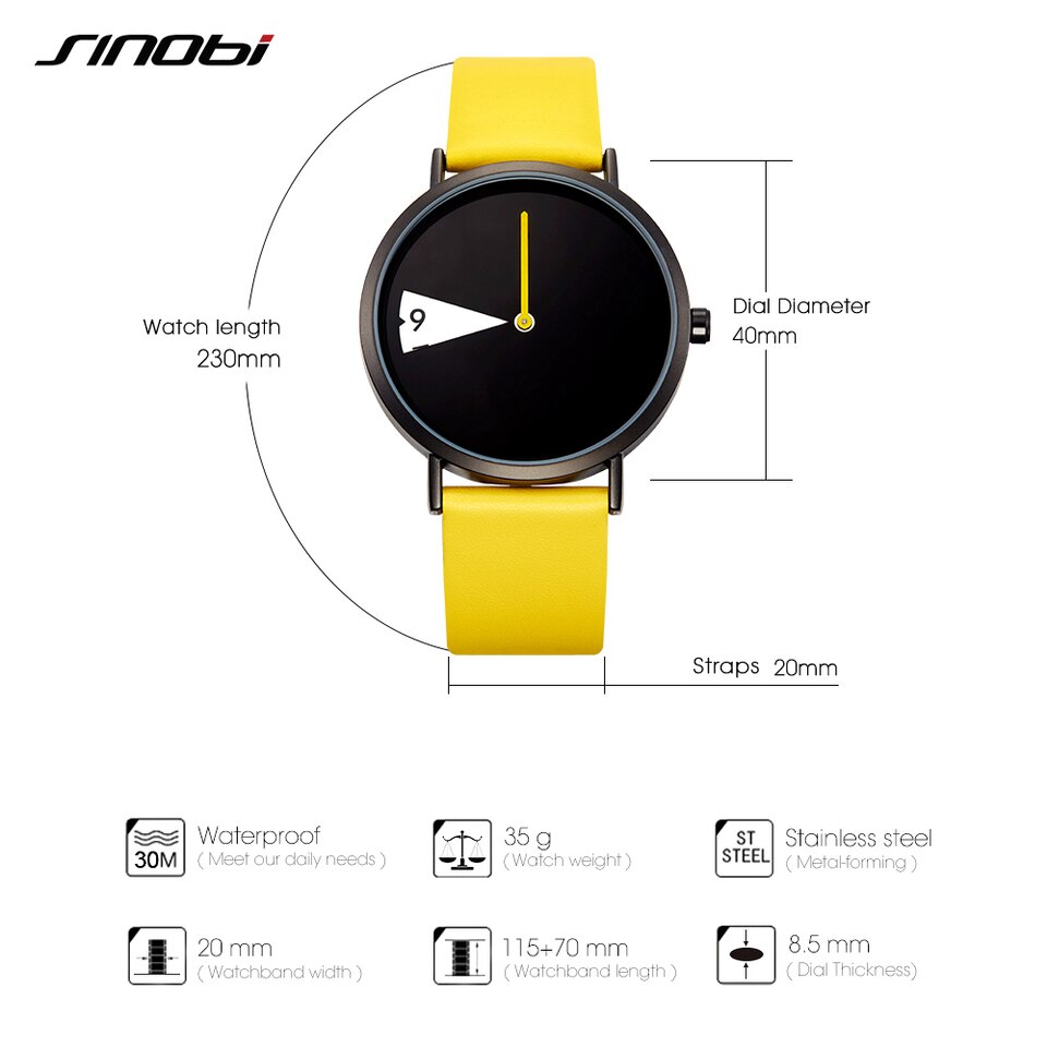 Women Watch Creative Wristwatch Ladies Watch Rotate Yellow Leather Band Wristwatches Clock Montres Femme