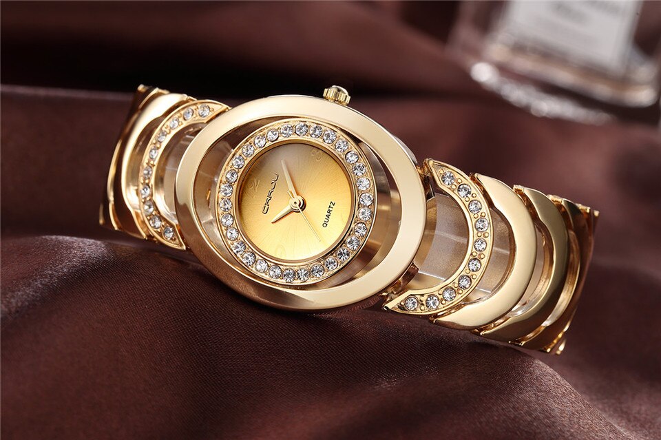 Gold Watch Women Luxury Brand bracelet Ladies Quartz Watch Gifts For Girl Full Stainless Steel Rhinestone wristwatches whatch