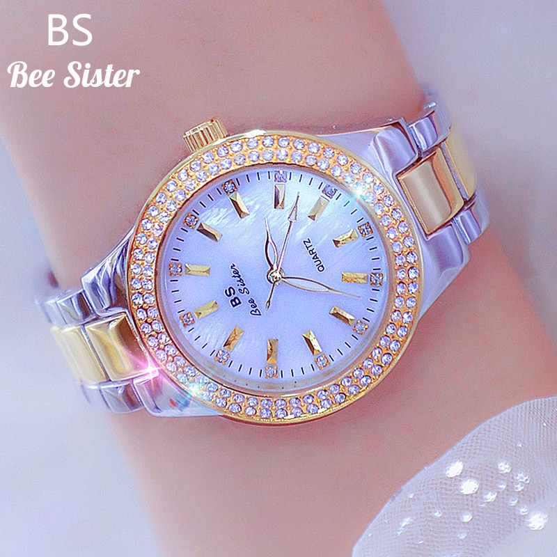 Ladies Wrist Watches Dress Gold Watch Women Crystal Diamond Watches Stainless Steel Silver Clock Women Montre Femme
