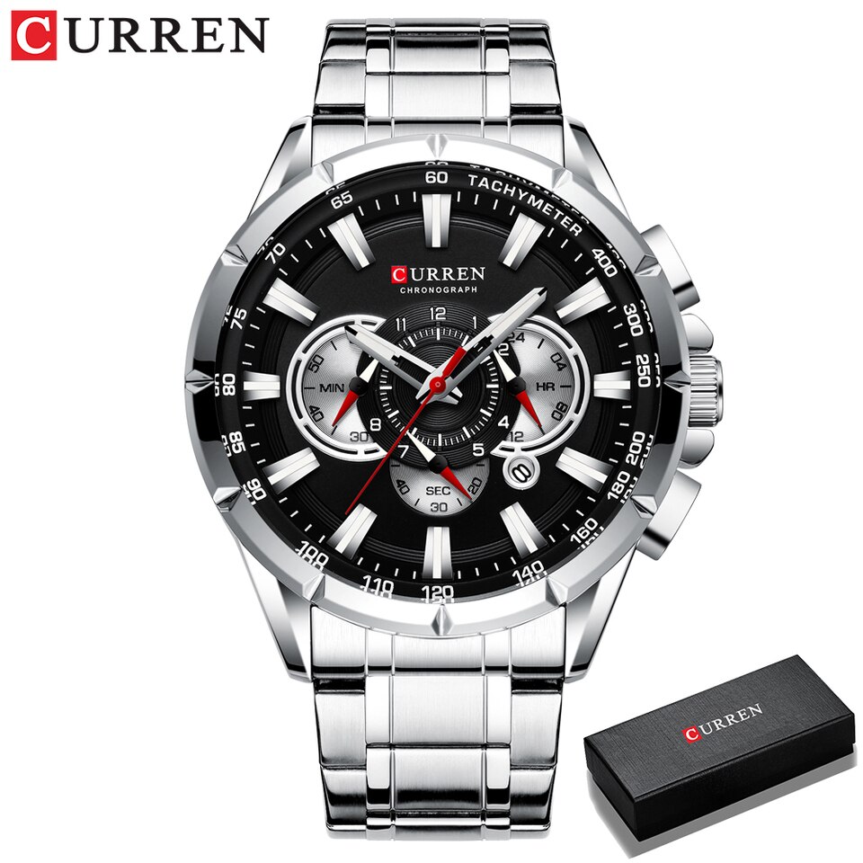 Wrist Watch Men Waterproof Chronograph Military Army Stainless Steel Male Clock Top Brand Luxury Man Sport Watches 8363