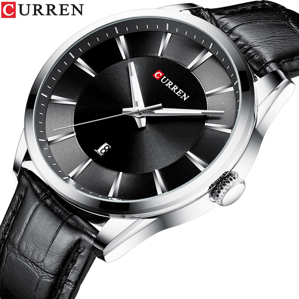 Quartz Watches for Men Leather Strap Male Wristwatches Top Luxury Brand Business Men Clock  45 mm Reloj Hombres