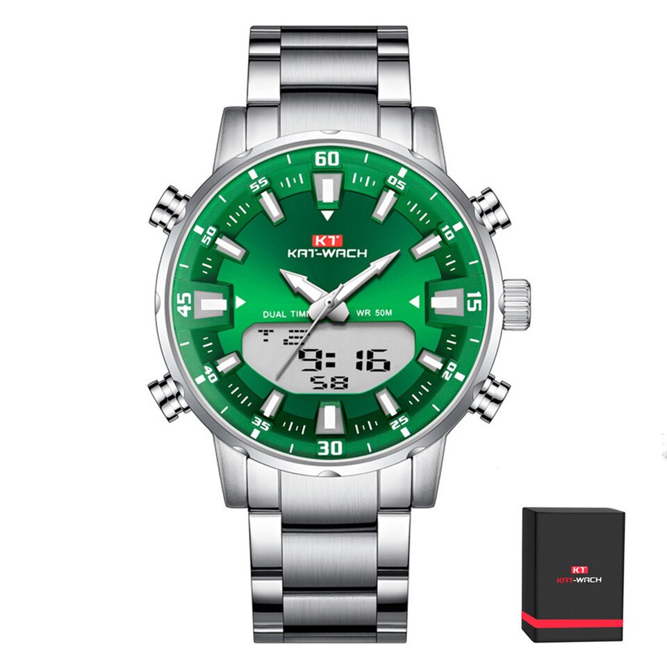 In Stock KAT-WACH Watch Male Sports Digital Watches Men Waterproof Steel Military Quartz Wristwatch For Men Relogio Masculino