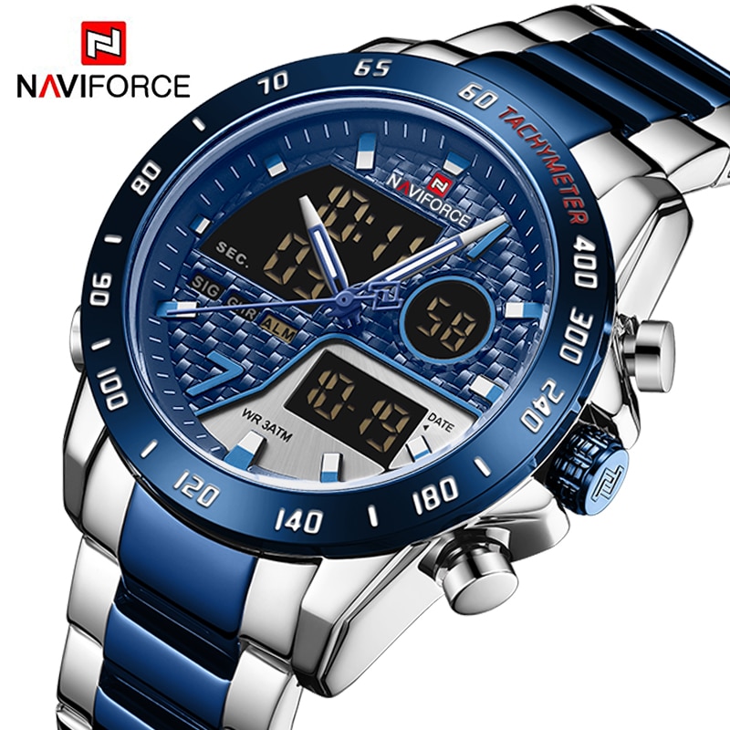 Luxury Brand Men Wrist Watch Military Digital Sport Watches For Man Steel Strap Quartz Clock Male Relogio Masculino