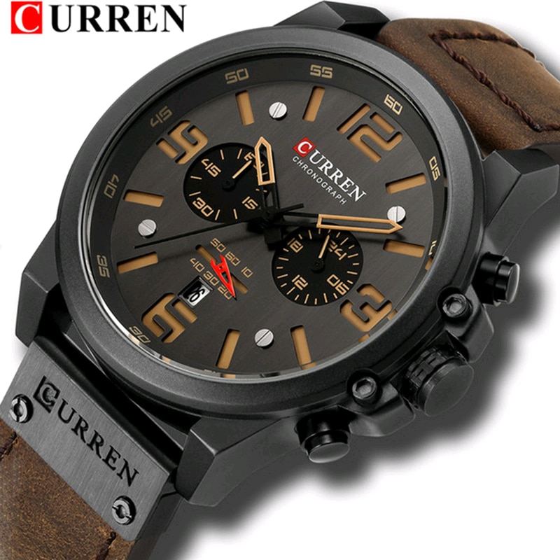 CURREN 8314 Luxury Brand Quartz Men Watch Military Waterproof Leather Strap Sport Mens Watches Fashion Casual Male Clock часы