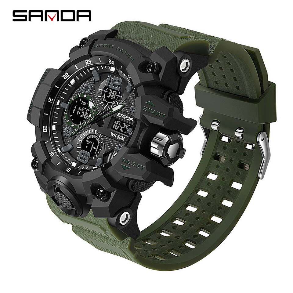 Sports Military Men Watches Waterproof Dual Display Quartz Wristwatch For Male Clock Stopwatch Relogios Masculino