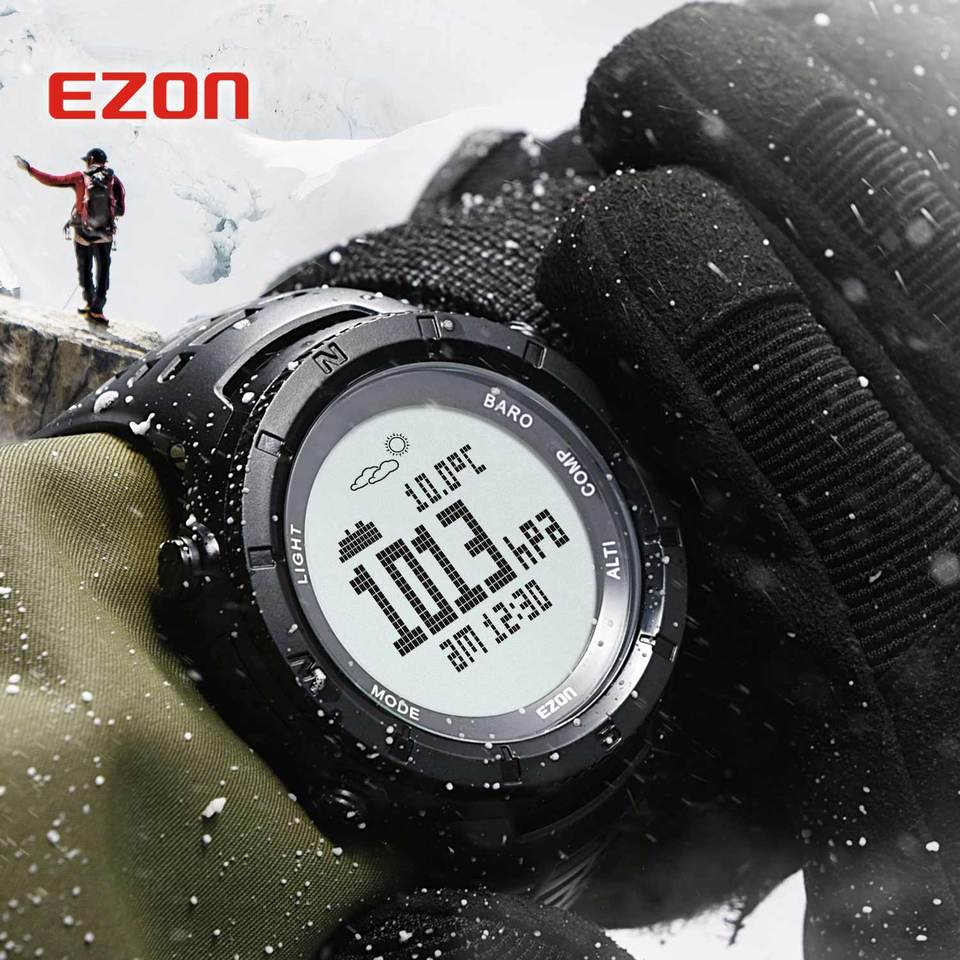 Professional Climbing Hiking Wristwatches Altimeter Barometer Compass Men Digital Sports Watch 50M Waterproof