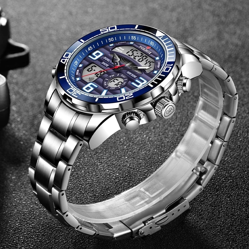 Top Brand Luxury Digital Mens Watches Top Luxury Sport Quartz Wristwatch For Men All Steel Military Waterproof Clock+Box