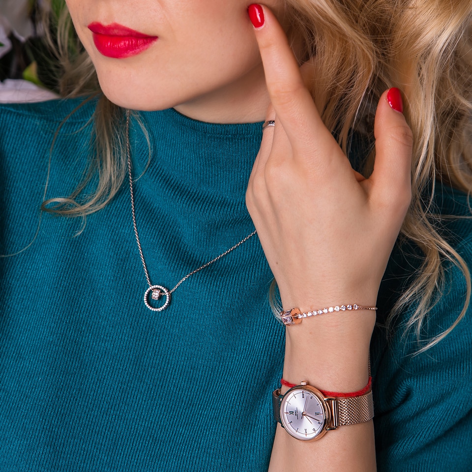 Women Quartz Watch Set Crystal Bracelet Necklace Watch Sets Female Jewelry Set Silver Set Watch Valentine’s Day Gift