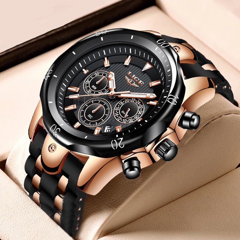LIGE Fashion Watch for Men Sports Watches Waterproof Quartz Date Clock Military Wrist Watch Watch