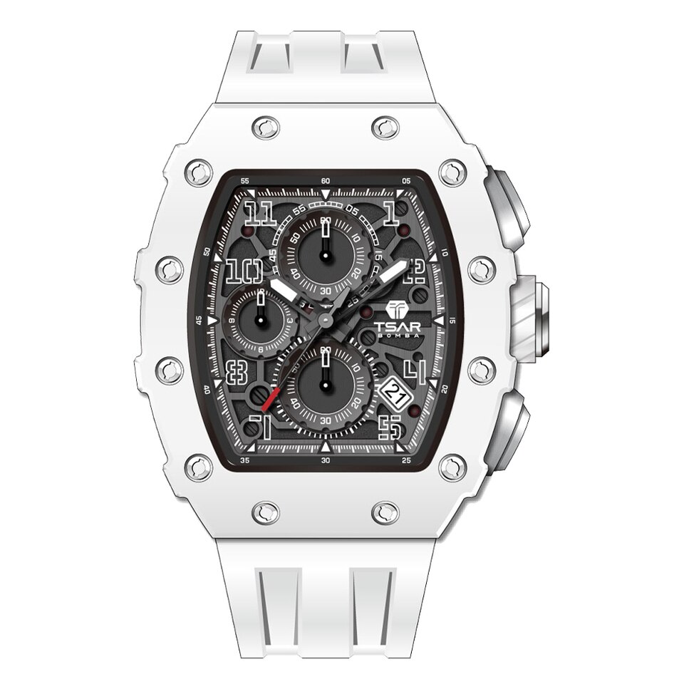 Men Luxury Brand Tonneau Design Waterproof Clock Stainless Steel Wristwatch Sport Chronograph Square Mens Watch