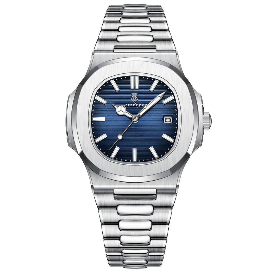 New POEDAGAR Luxury Watch Business Waterproof Male Clock Luminous Date Stainless Steel Square Quartz Men Watch reloj hombre