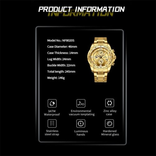 Men Luxury Fashion Design Gold Men Watches Multifunction Luminous Quartz Male Wrist Watch - Image 10