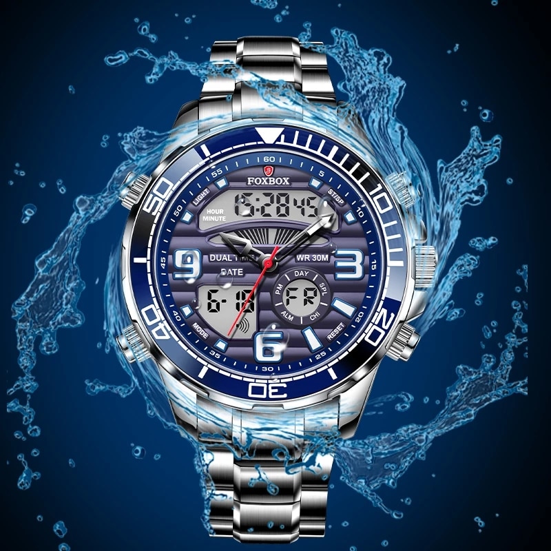 Luxury Digital Men Watches Top Luxury Sport Quartz Wristwatch For Men All Steel Military Waterproof Clock+Box