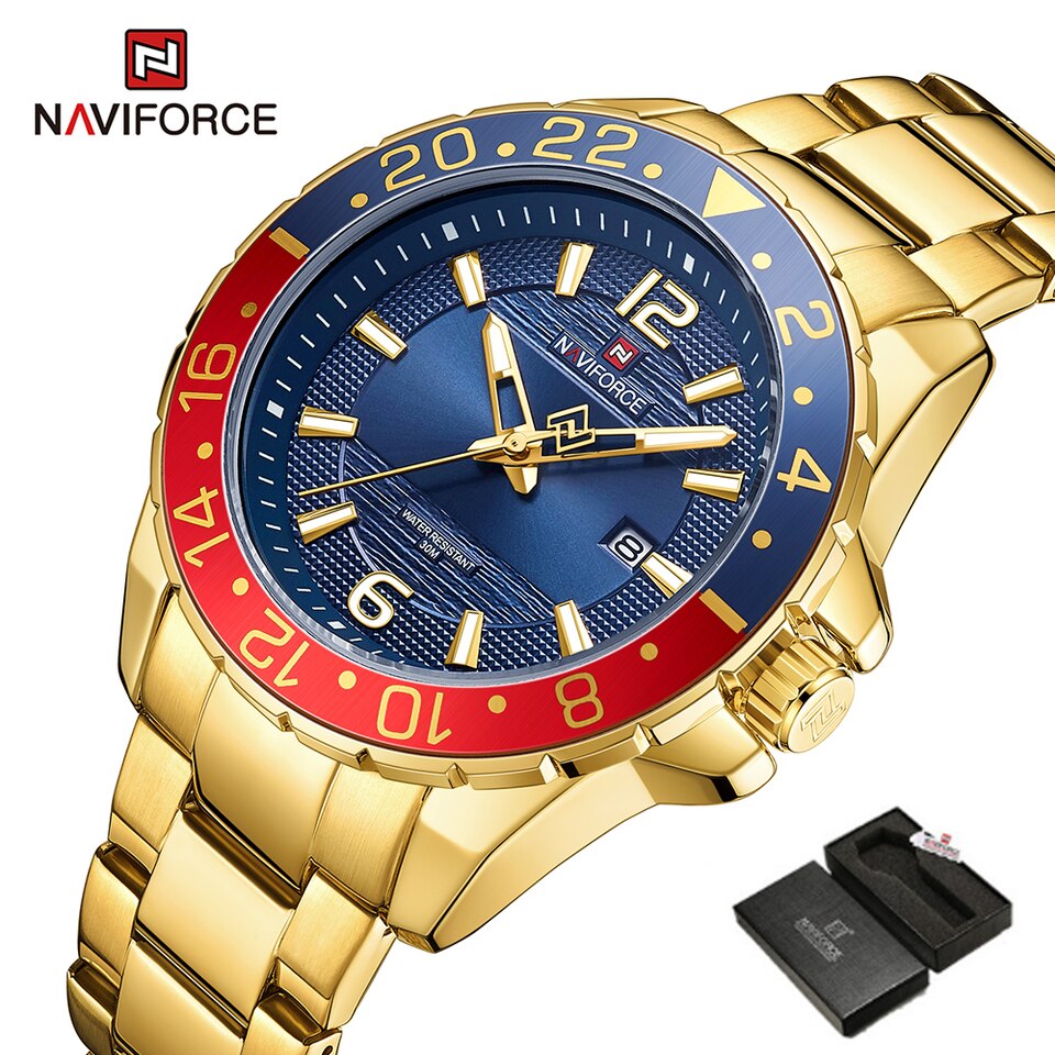Top Brand Man Quartz Wristwatch Luxury Gold Watch Business Classic Stainless Steel Calendar Clock Waterproof
