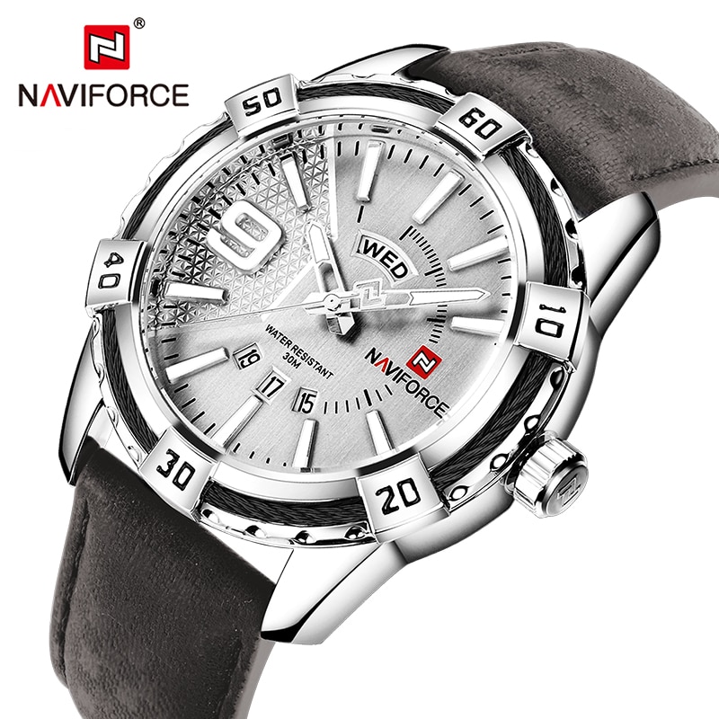 Luxury Brand Watches for Men Military Sports Luminous Day and Date Display Leather Waterproof Men Quartz Wrist Watches