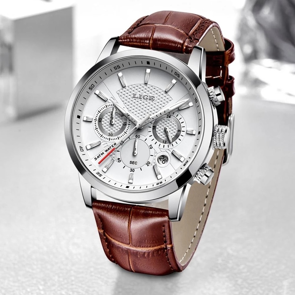 Watches Men Top Brand Luxury Casual Leather Quartz Men Watch Business Clock Male Sport Waterproof Date Chronograph