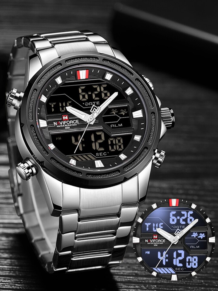 New Watches for Men Luxury Brand Digital Chronograph Sport Quartz Wristwatch Waterproof Military Steel Band Luminous Clock