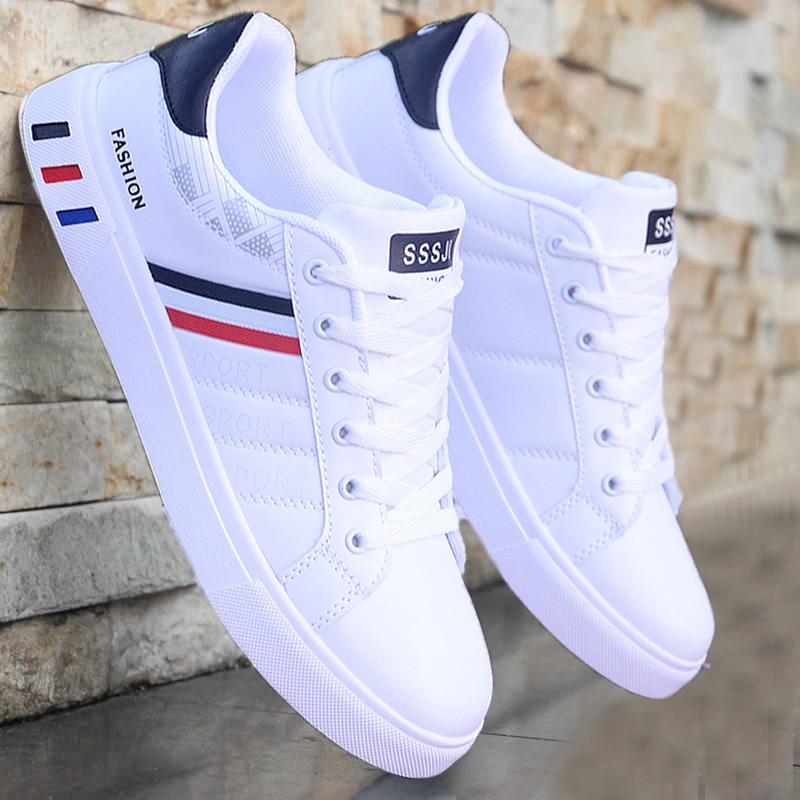Men Casual Shoes Lightweight Breathable Men Shoes Flat Lace Up Sneakers Men White Business Travel Tenis Masculino