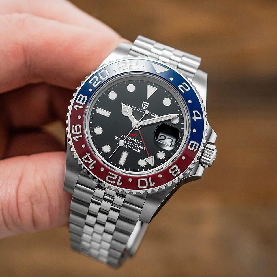 Top Brand GMT Men Mechanical Wristwatch Sapphire Stainless Steel Waterproof Automatic Watch for Men Reloj Hombre